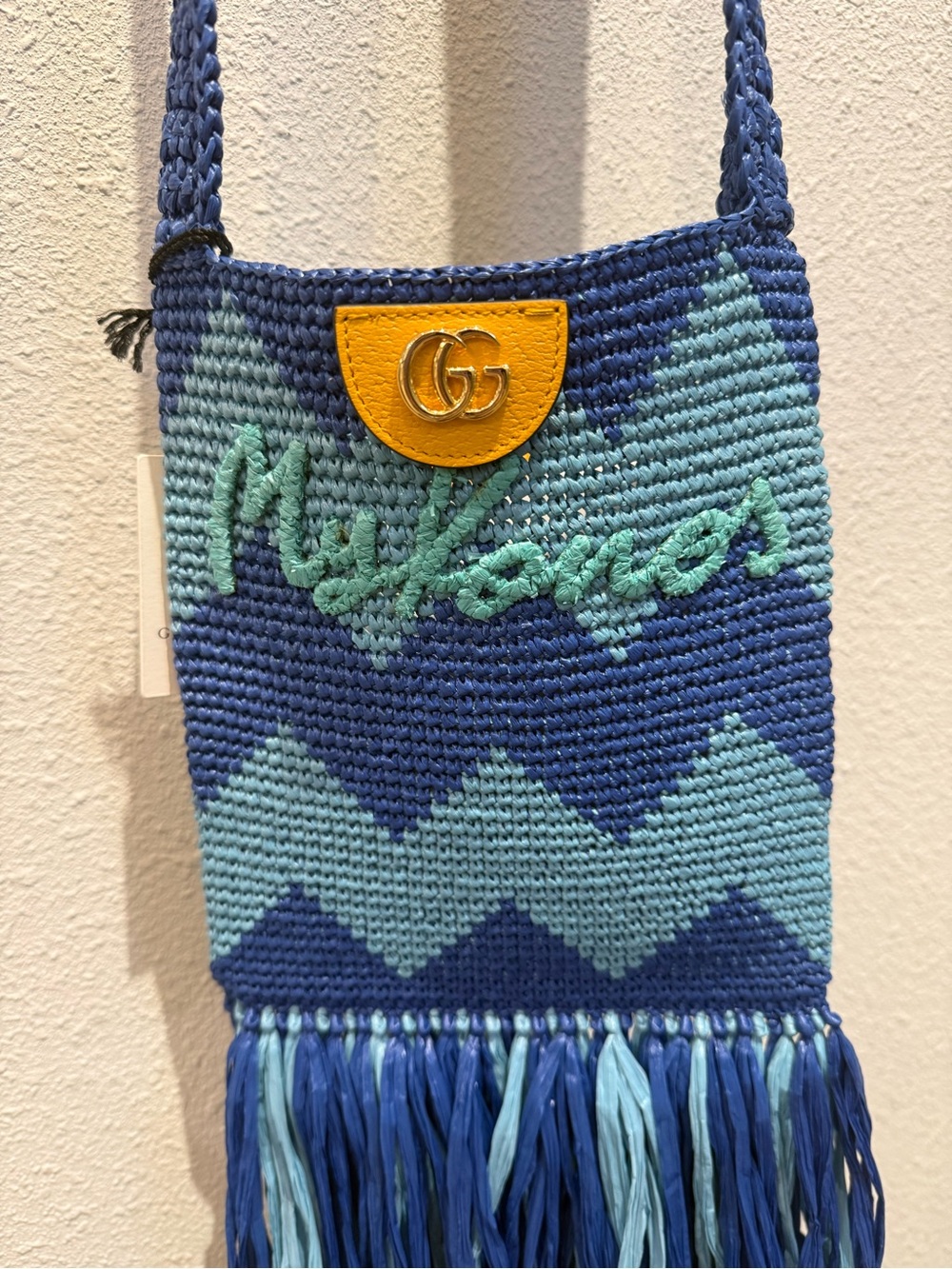 Gucci Blue and Aqua Crochet Fringe Crossbody  BRAND NEW WITH TAGS